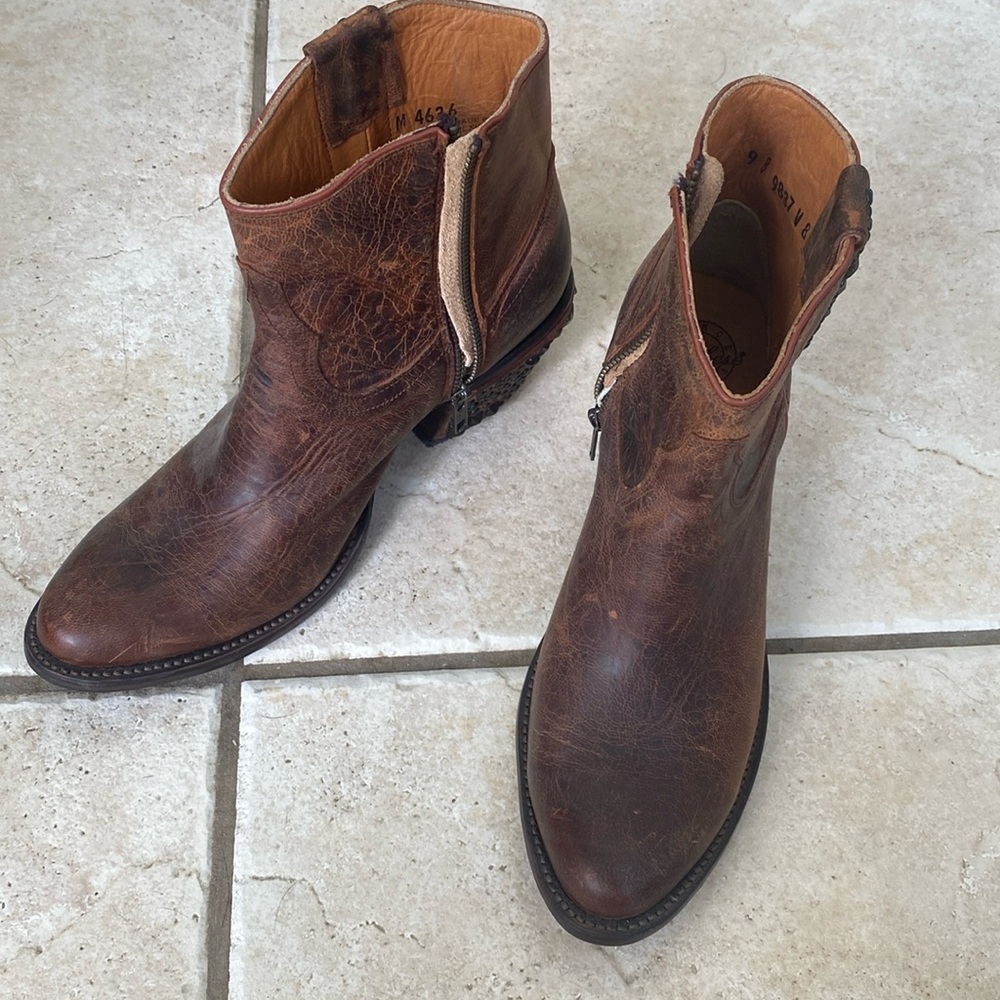 Lucchese studded ankle boot with side zip